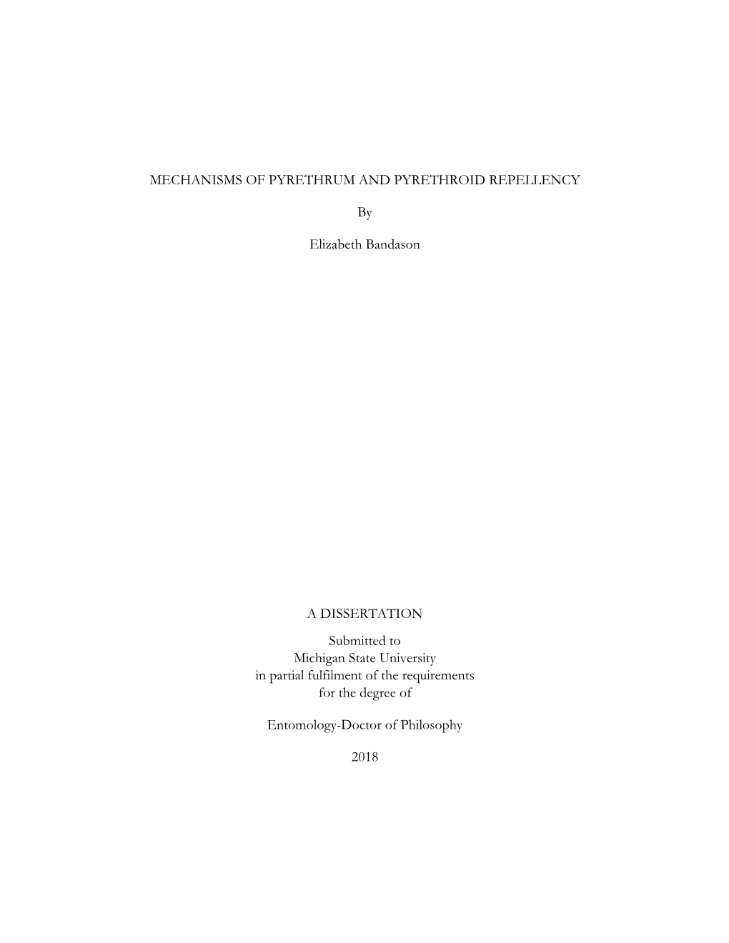 Mechanisms of Pyrethrum and Pyrethroid Repellency