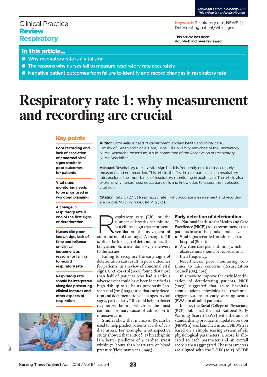 Respiratory Rate 1: Why Measurement and Recording Are Crucial