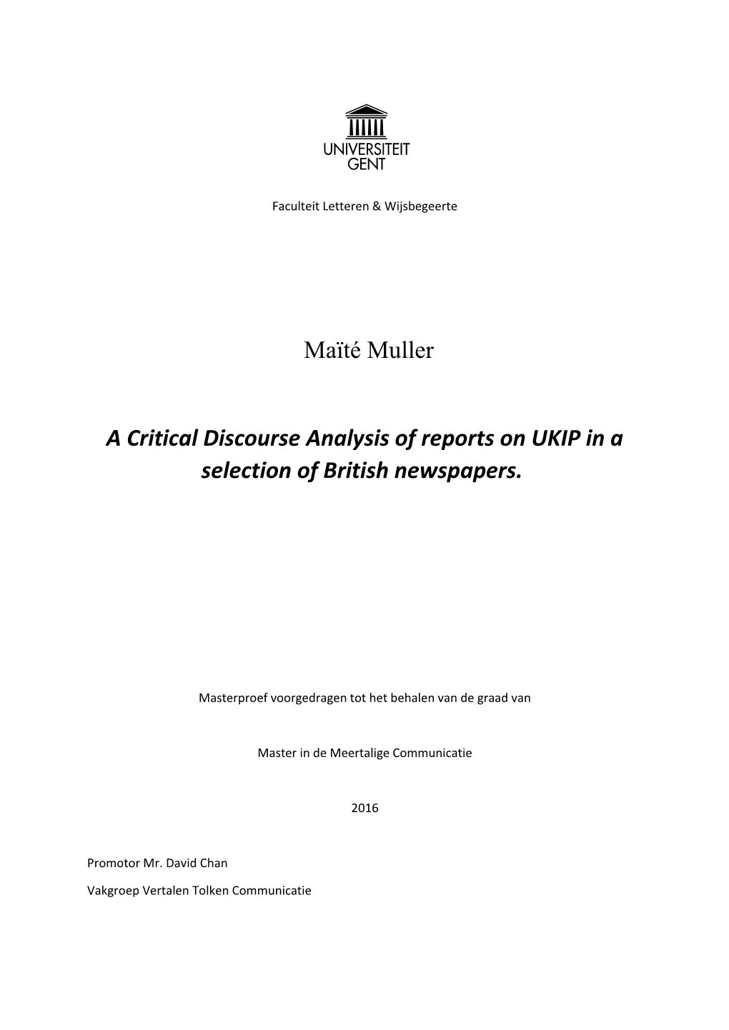 Maïté Muller a Critical Discourse Analysis of Reports on UKIP in A