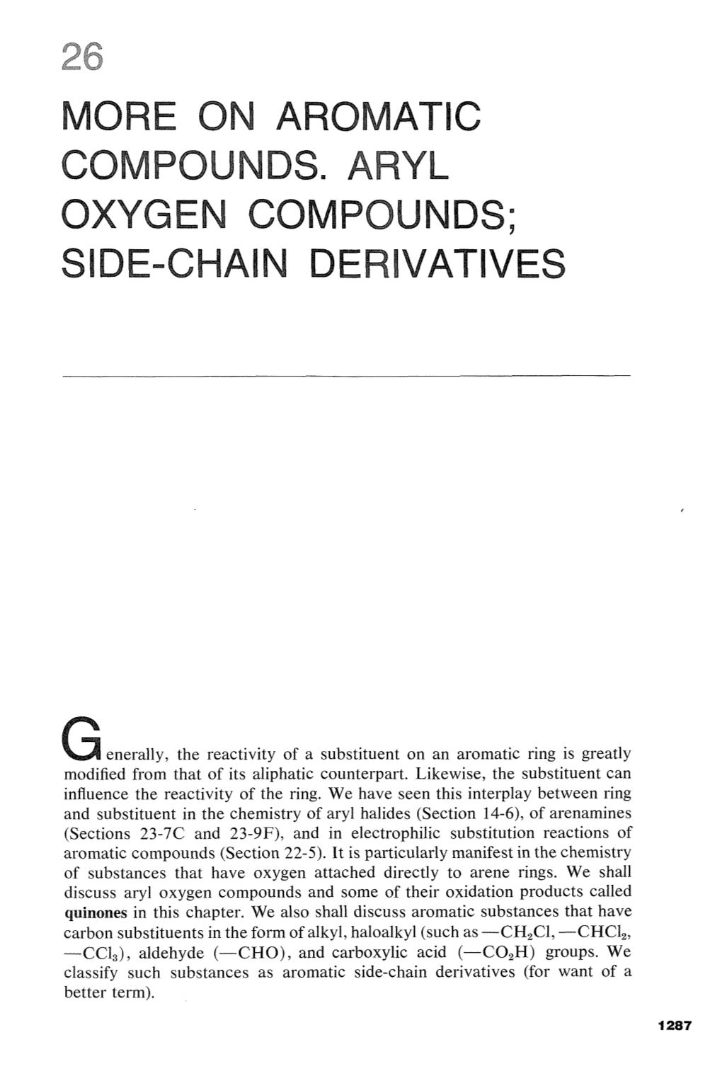 More on Aromat Compounds. Aryl Oxygen Compounds; De-Cha N Der