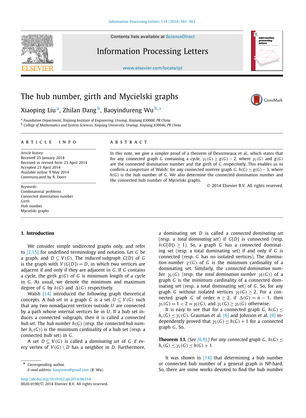 The Hub Number, Girth and Mycielski Graphs