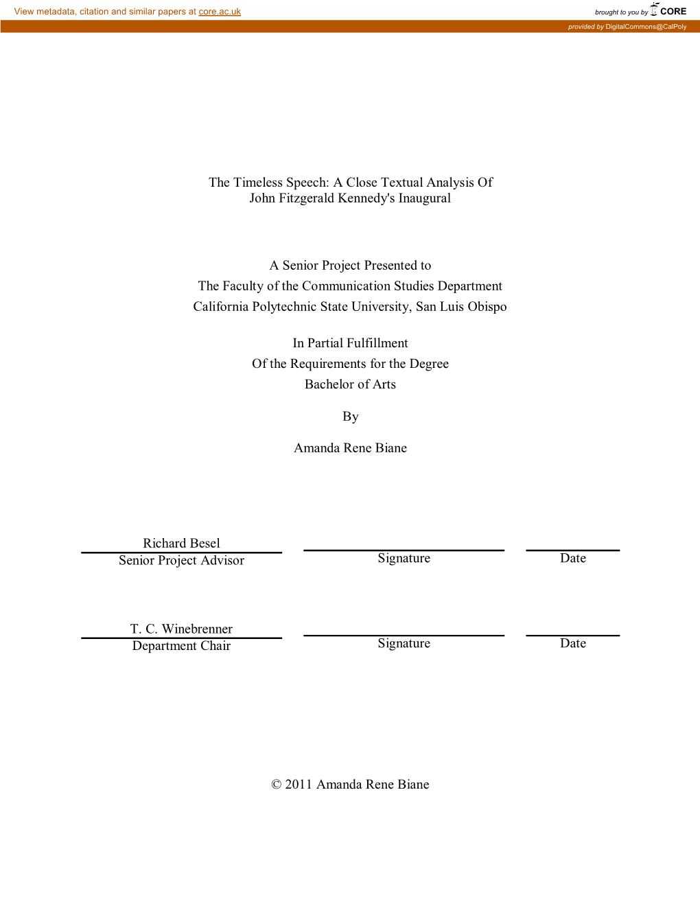 A Close Textual Analysis of John Fitzgerald Kennedy's Inaugural