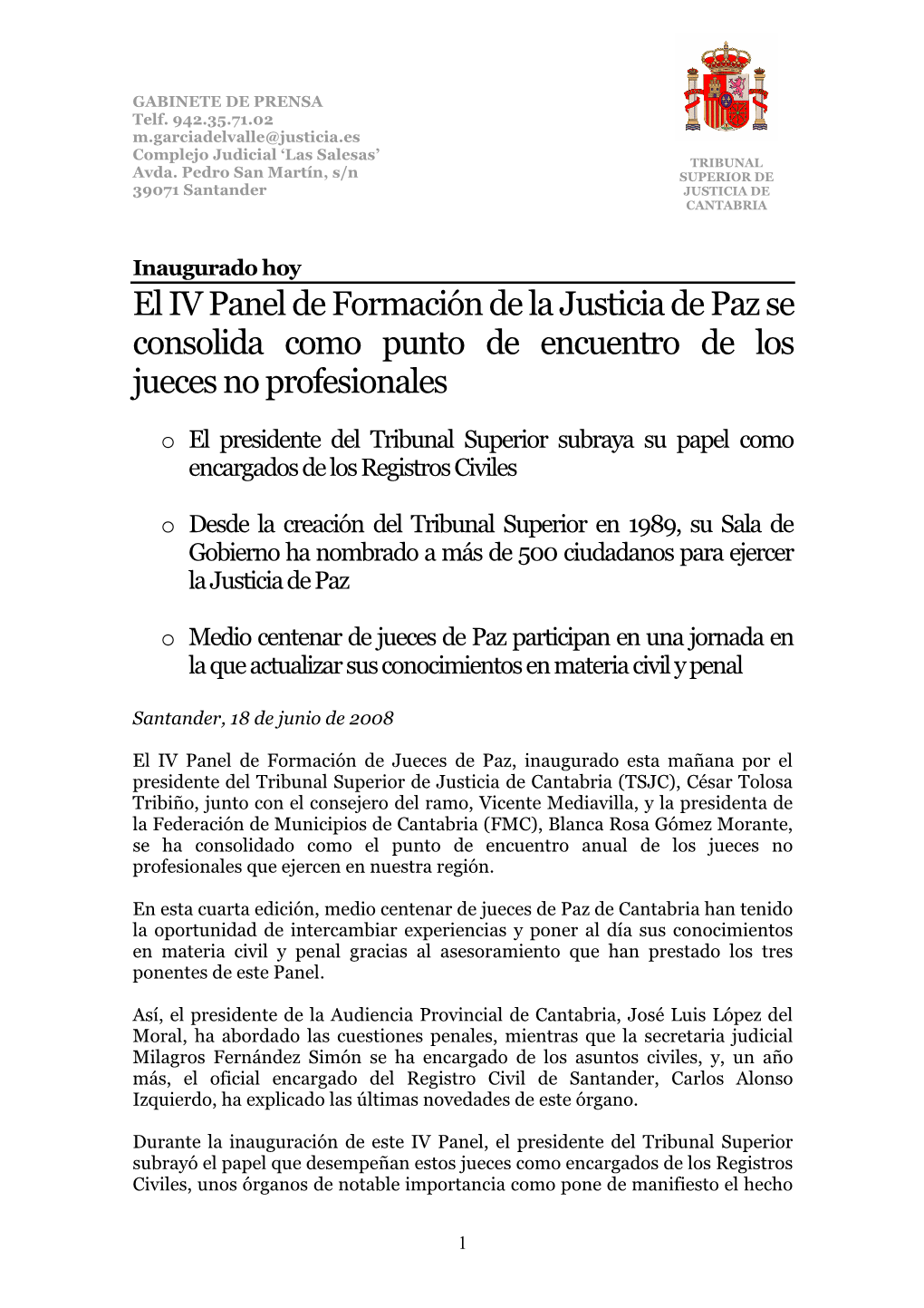 El IV Panel De Formación De La Justicia De Paz Se Consolida Como Punto De Encuentro De Los Jueces No Profesionales