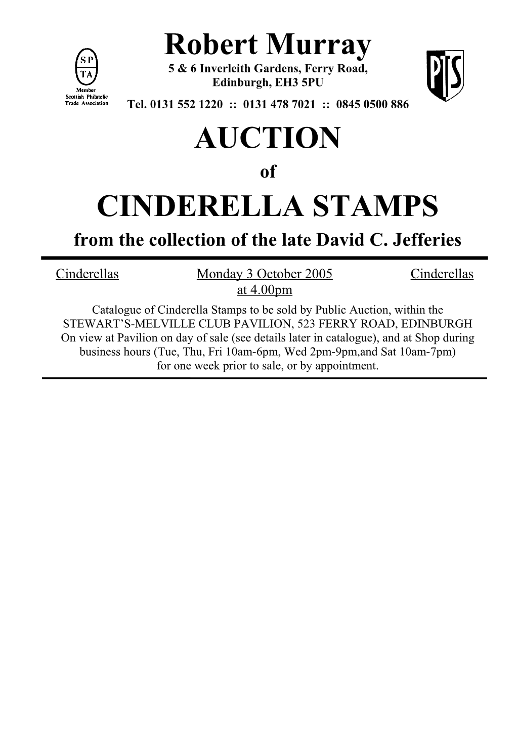 Robert Murray Stamp Auction