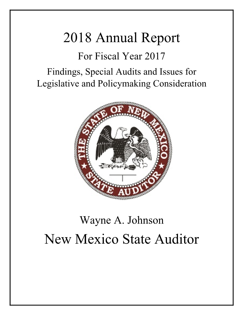 2018 Annual Report New Mexico State Auditor