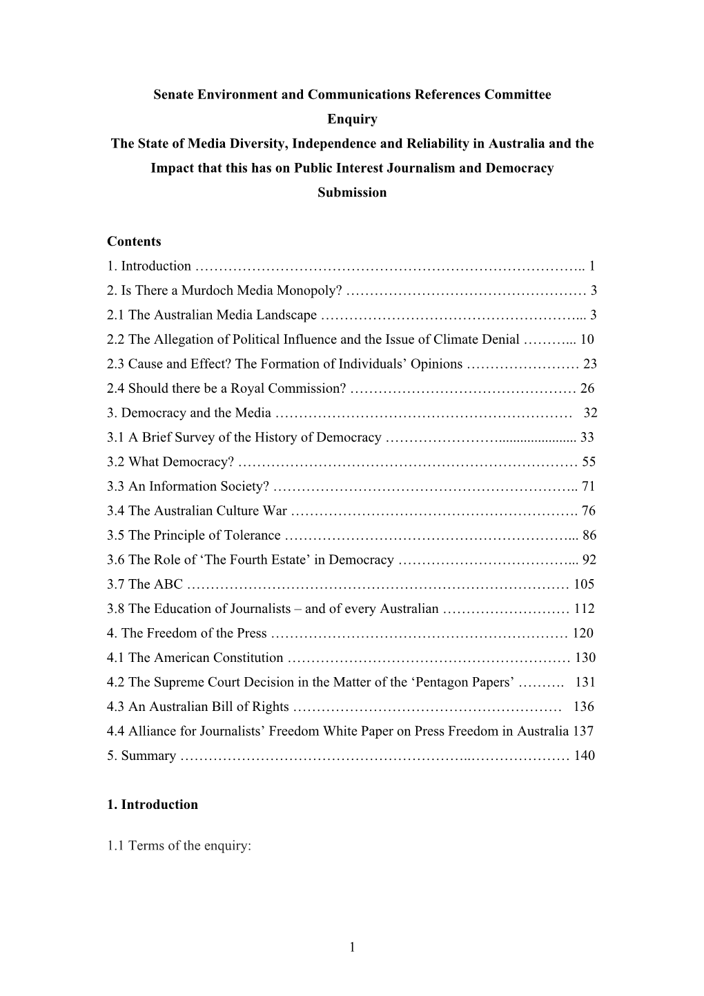 1 Senate Environment and Communications References