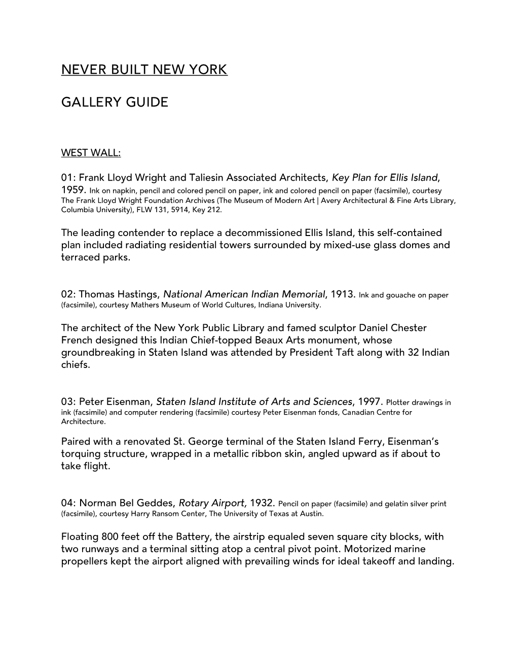 Never Built New York Gallery Guide