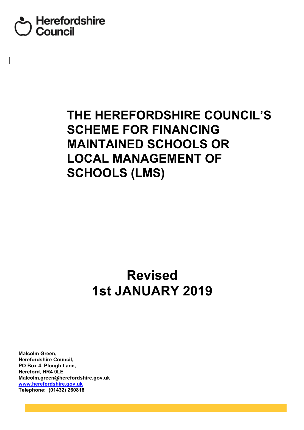 Local Management of Schools Scheme for Herefordshire (LMS)