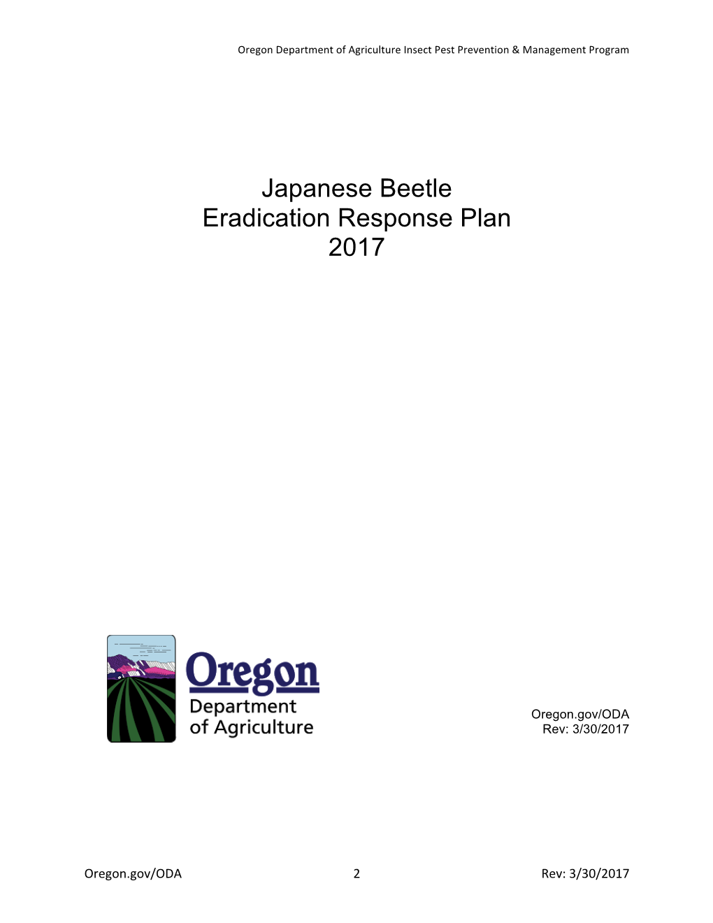 Japanese Beetle Eradication Response Plan 2017