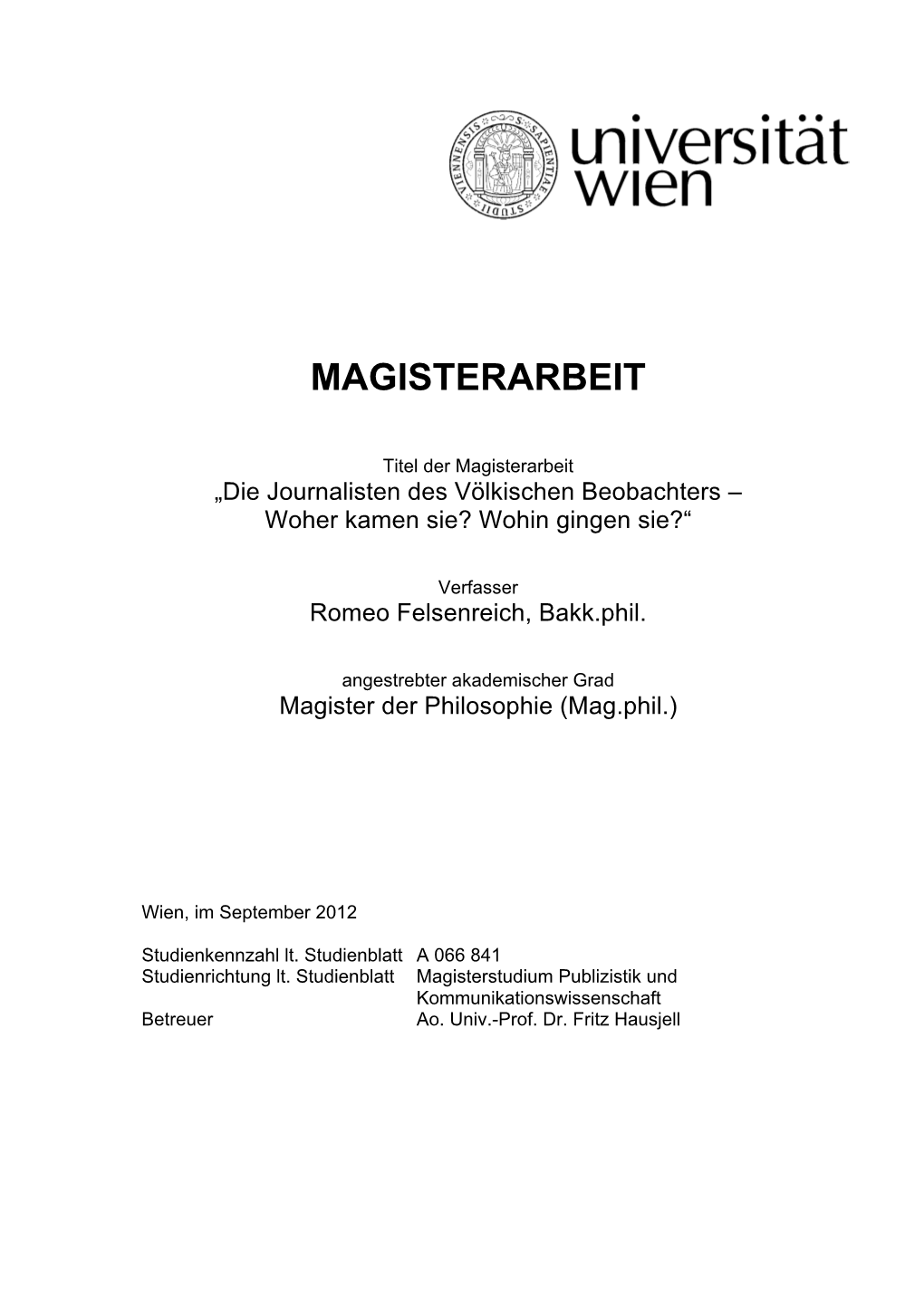 Die Journalisten Des Völkischen Beobachters – Woher Kamen Sie? Wohin Gingen Sie?“