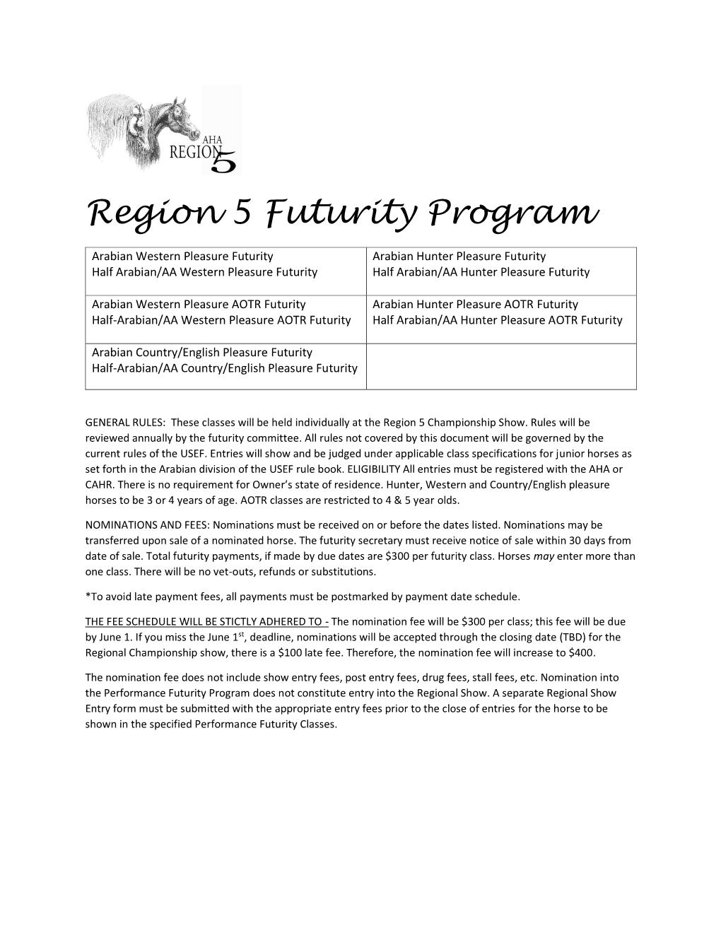 Region 5 Futurity Program