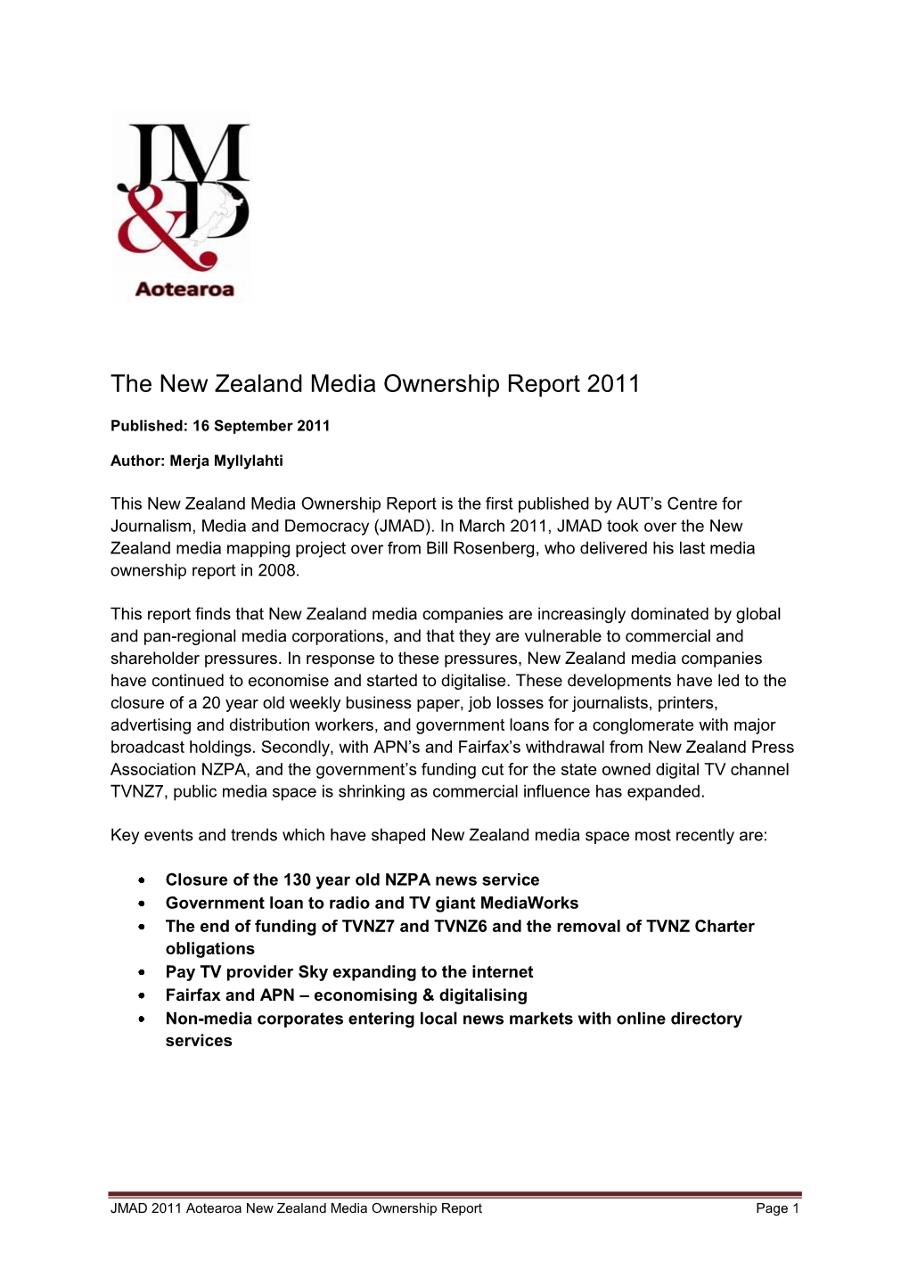 The New Zealand Media Ownership Report 2011