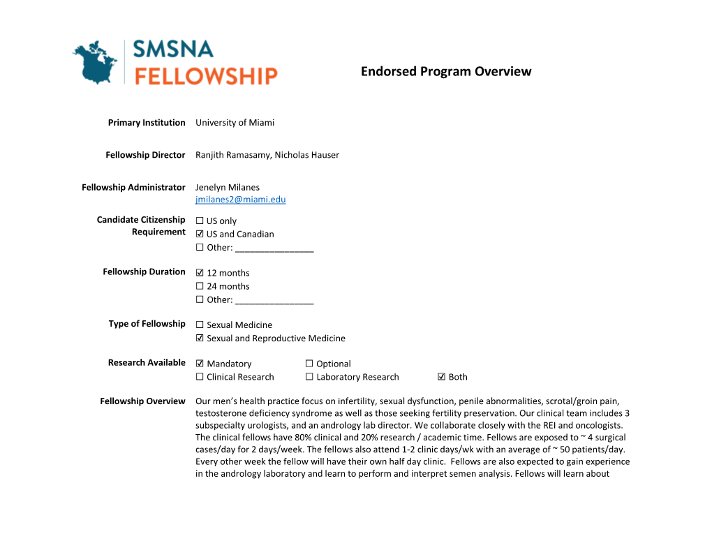 Endorsed Program Overview