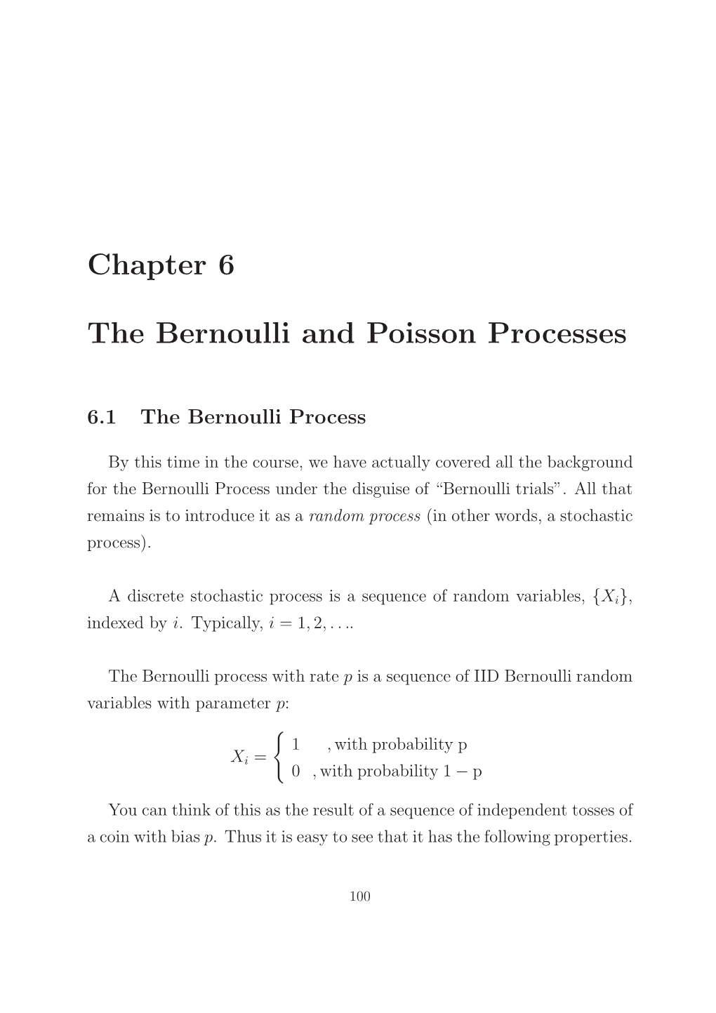 Chapter 6 the Bernoulli and Poisson Processes