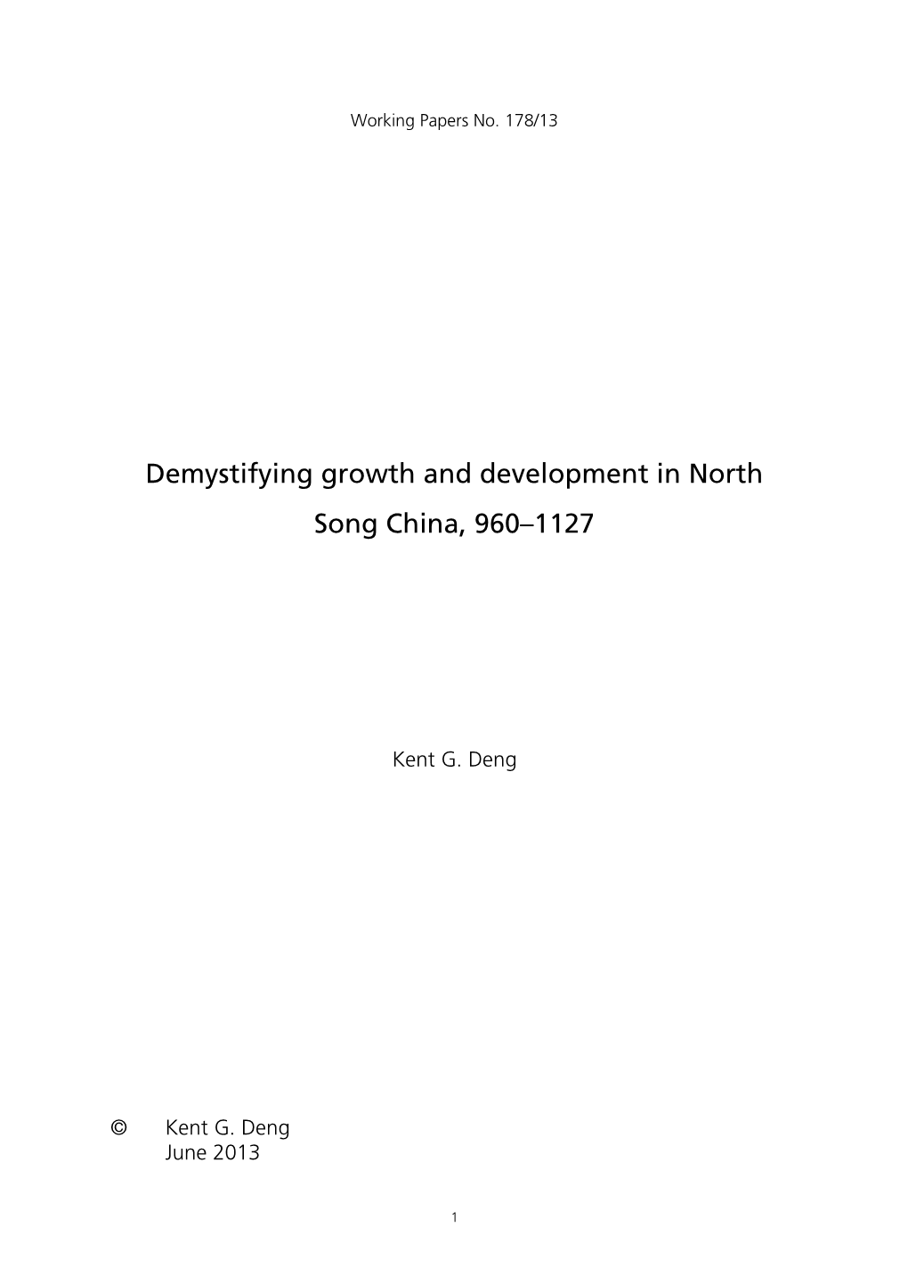 Demystifying Growth and Development in North Song China, 960–1127