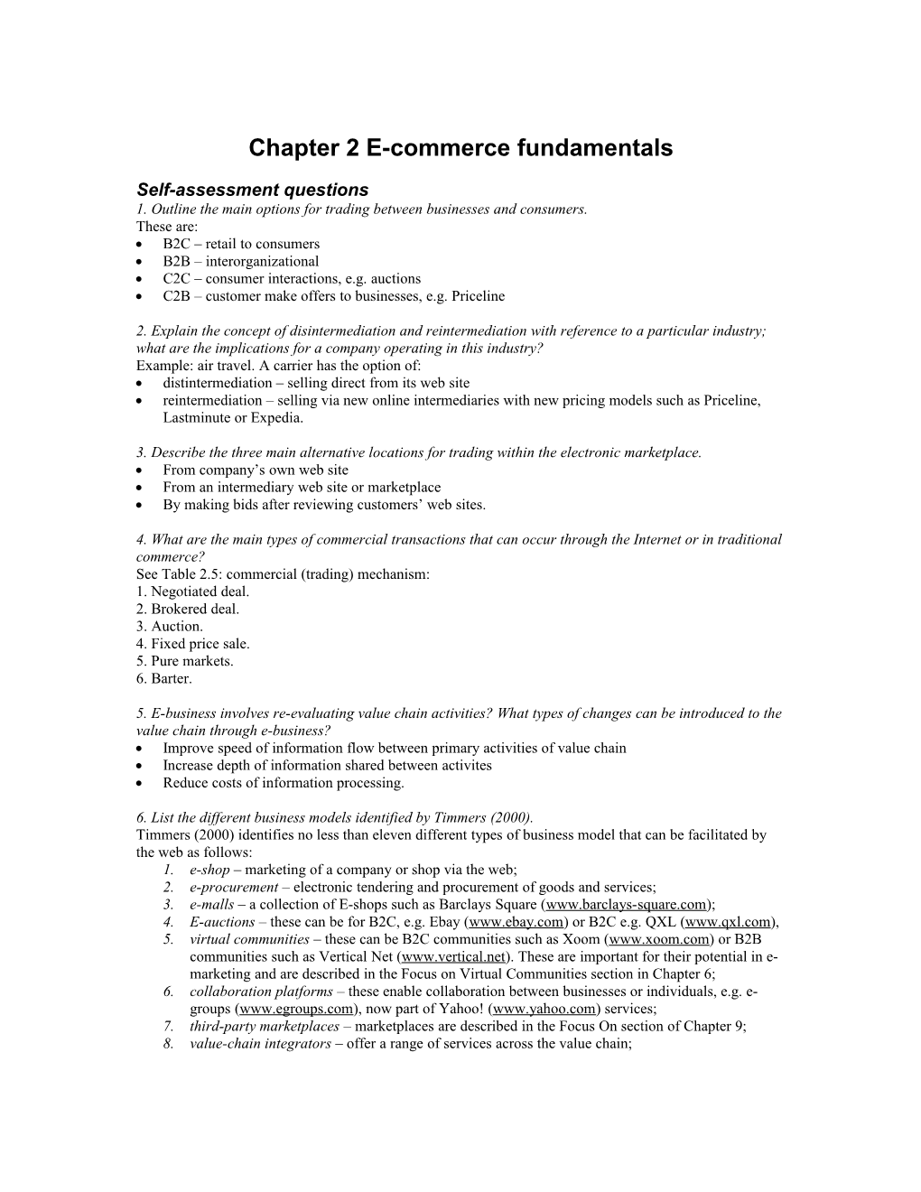 Chapter 2 E-Commerce Fundamentals
