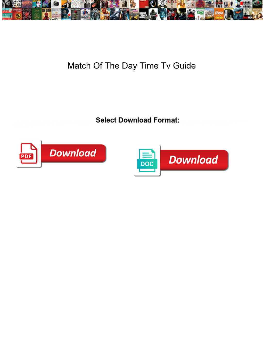 Match of the Day Time Tv Guide