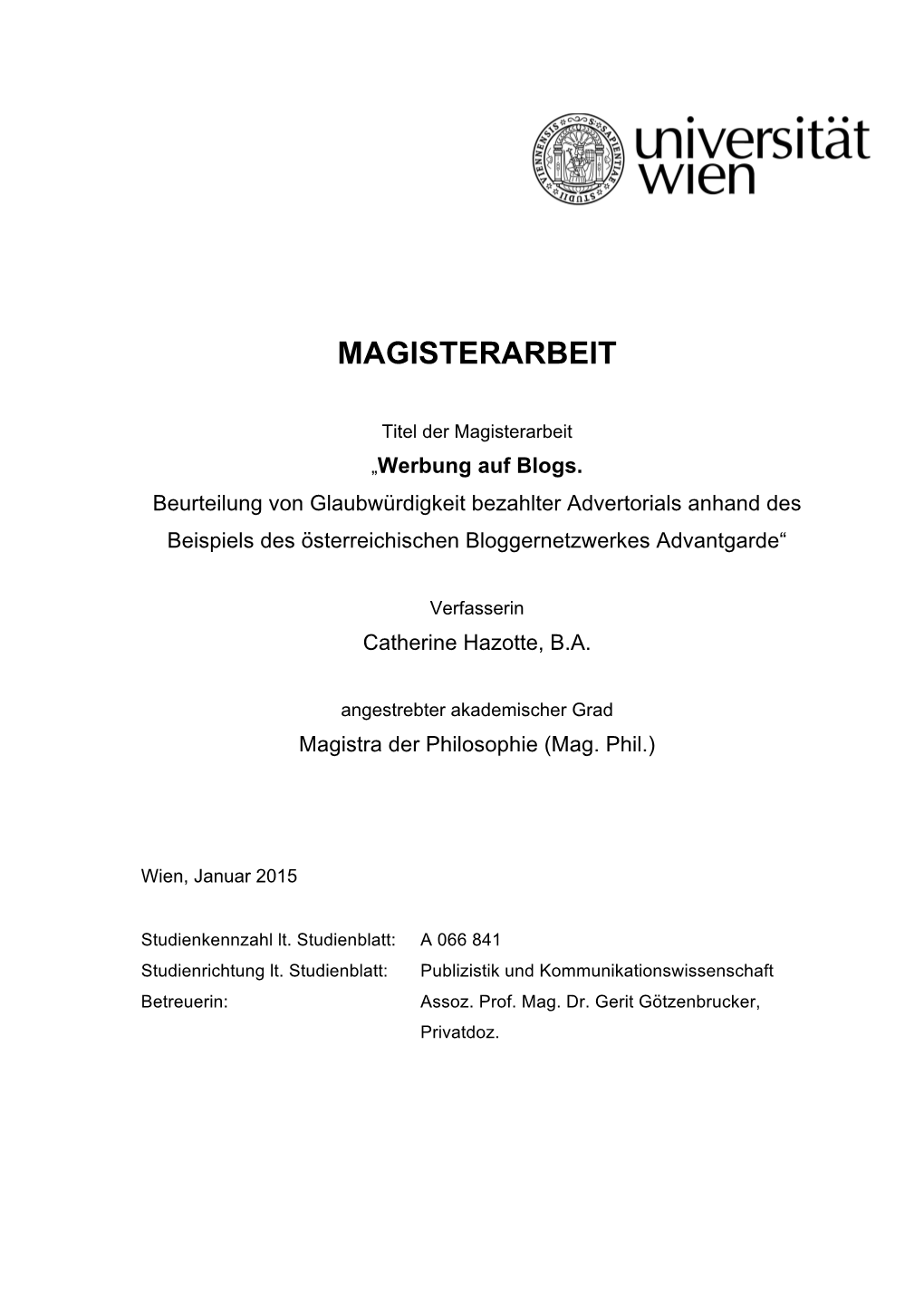 Magisterarbeit