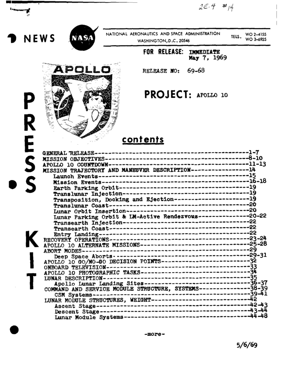 Apollo Lunar Module Have Been Under Study by NASA's Apollo Site Selection Board for More Than Two Years