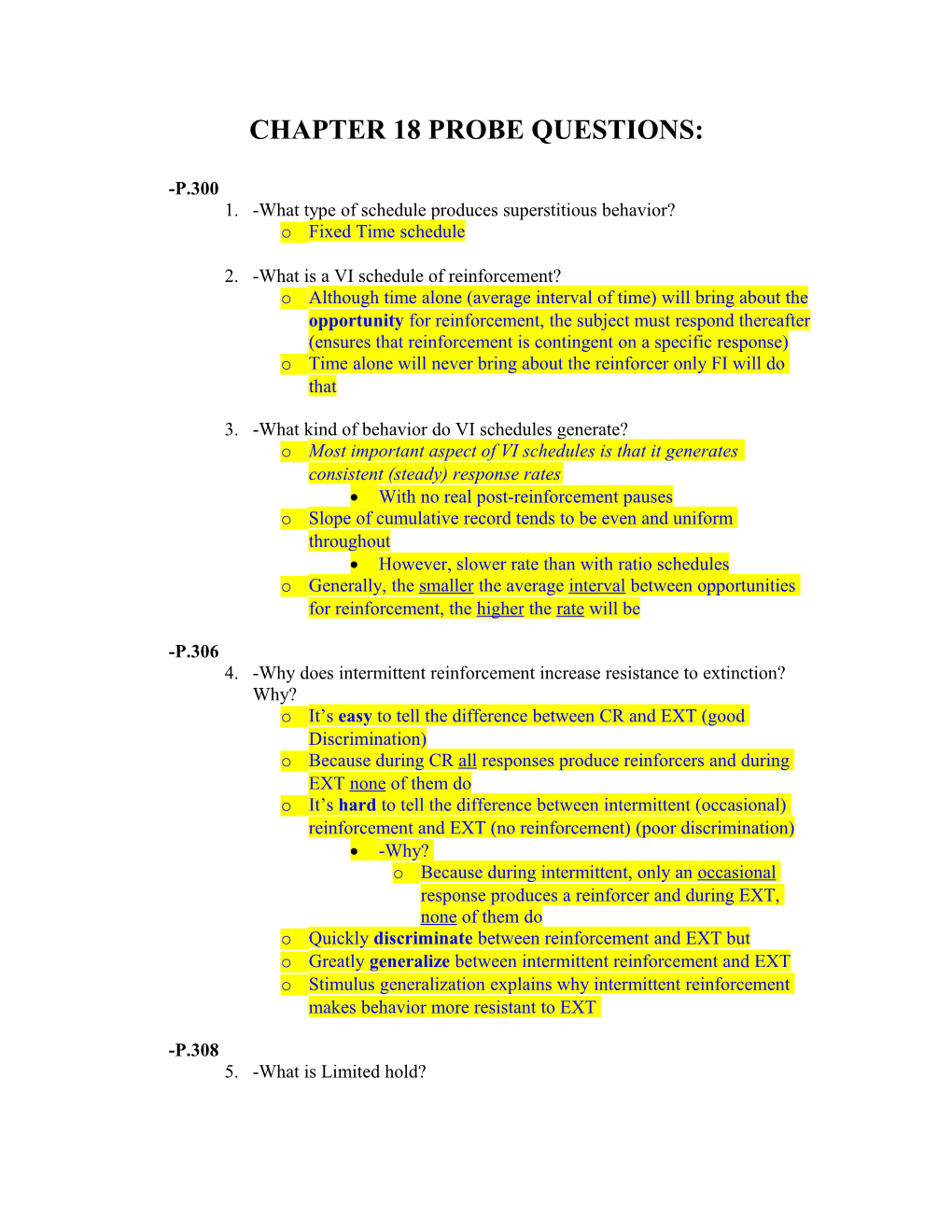 Chapter 18 Probe Questions