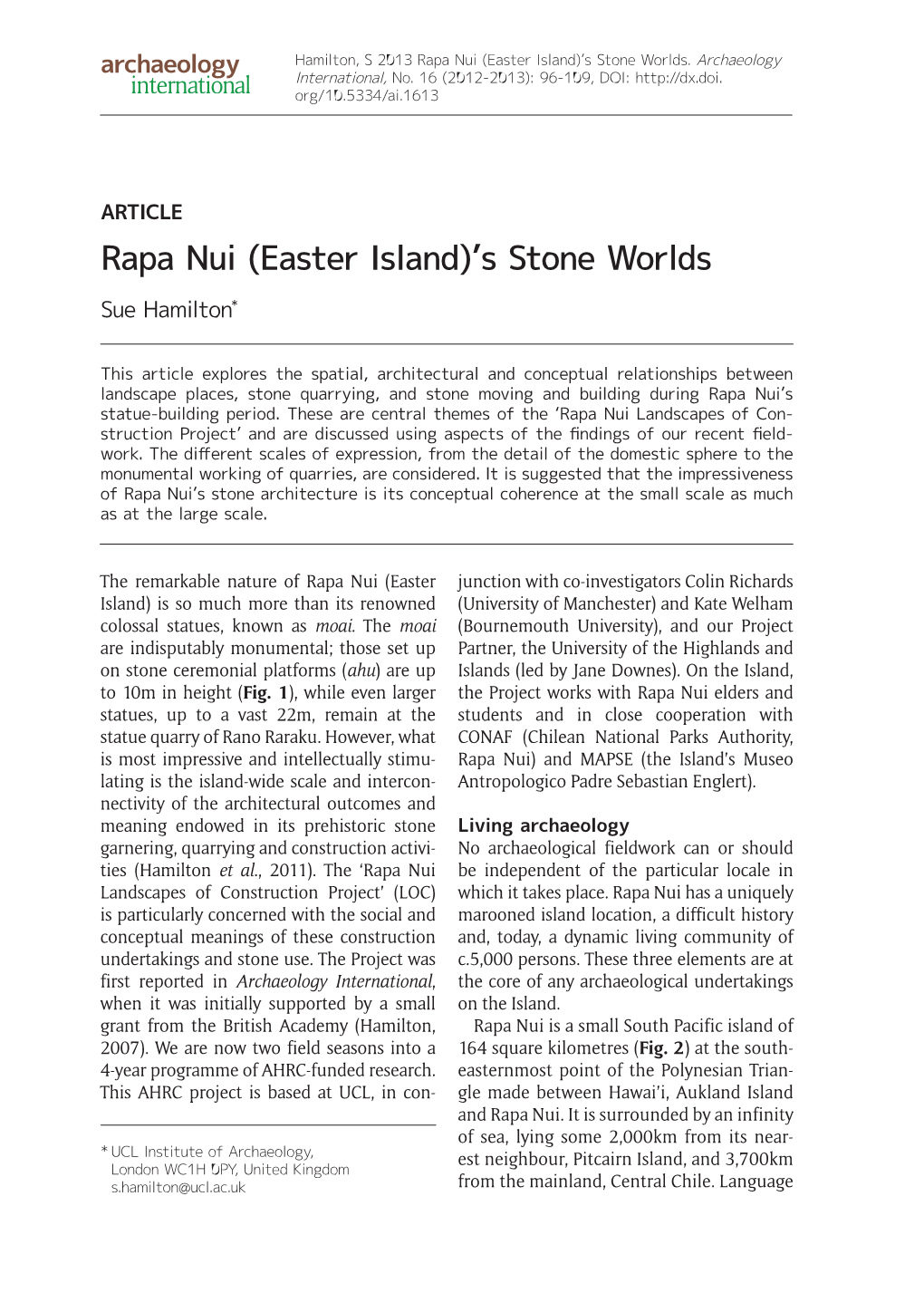 Rapa Nui (Easter Island)’S Stone Worlds
