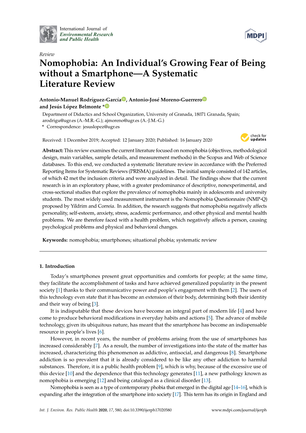 Nomophobia: an Individual’S Growing Fear of Being Without a Smartphone—A Systematic Literature Review