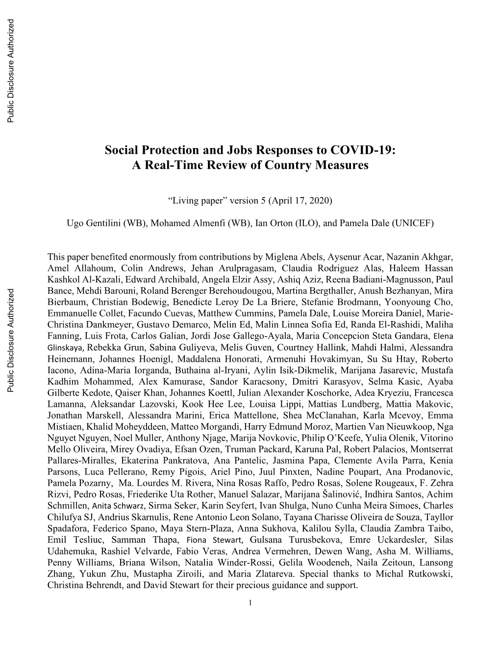 Social Protection and Jobs Responses to COVID-19: a Real-Time Review of Country Measures