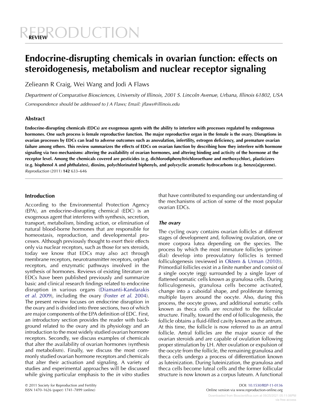 Endocrine-Disrupting Chemicals in Ovarian Function: Effects on Steroidogenesis, Metabolism and Nuclear Receptor Signaling