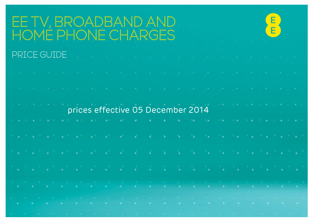 Ee Tv, Broadband and Home Phone Charges Price Guide