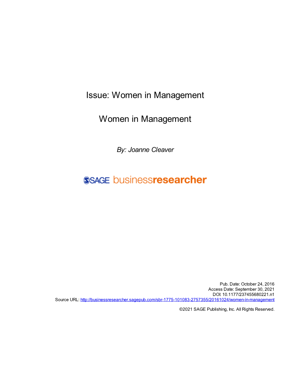Women in Management Women in Management
