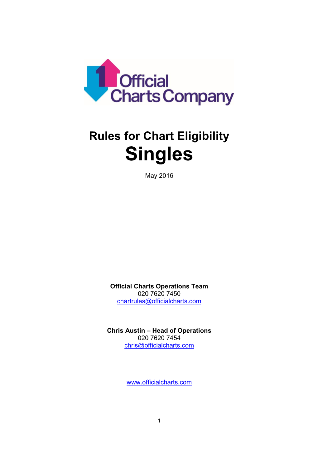 Rules for Chart Eligibility Singles