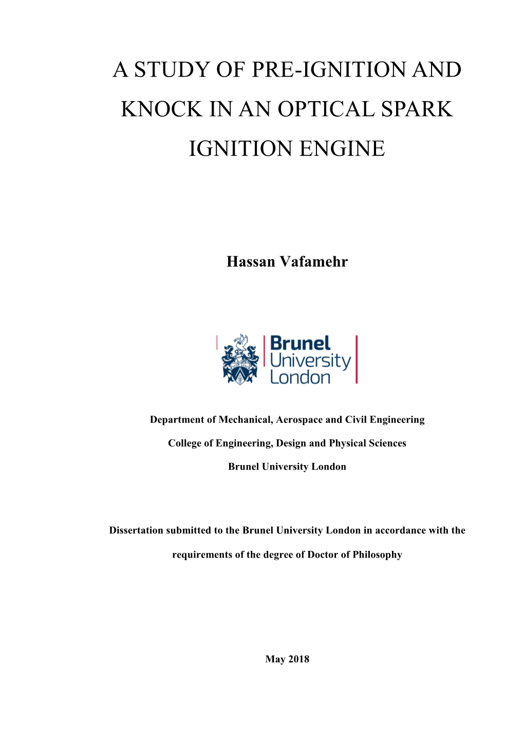 A Study of Pre-Ignition and Knock in an Optical Spark Ignition Engine