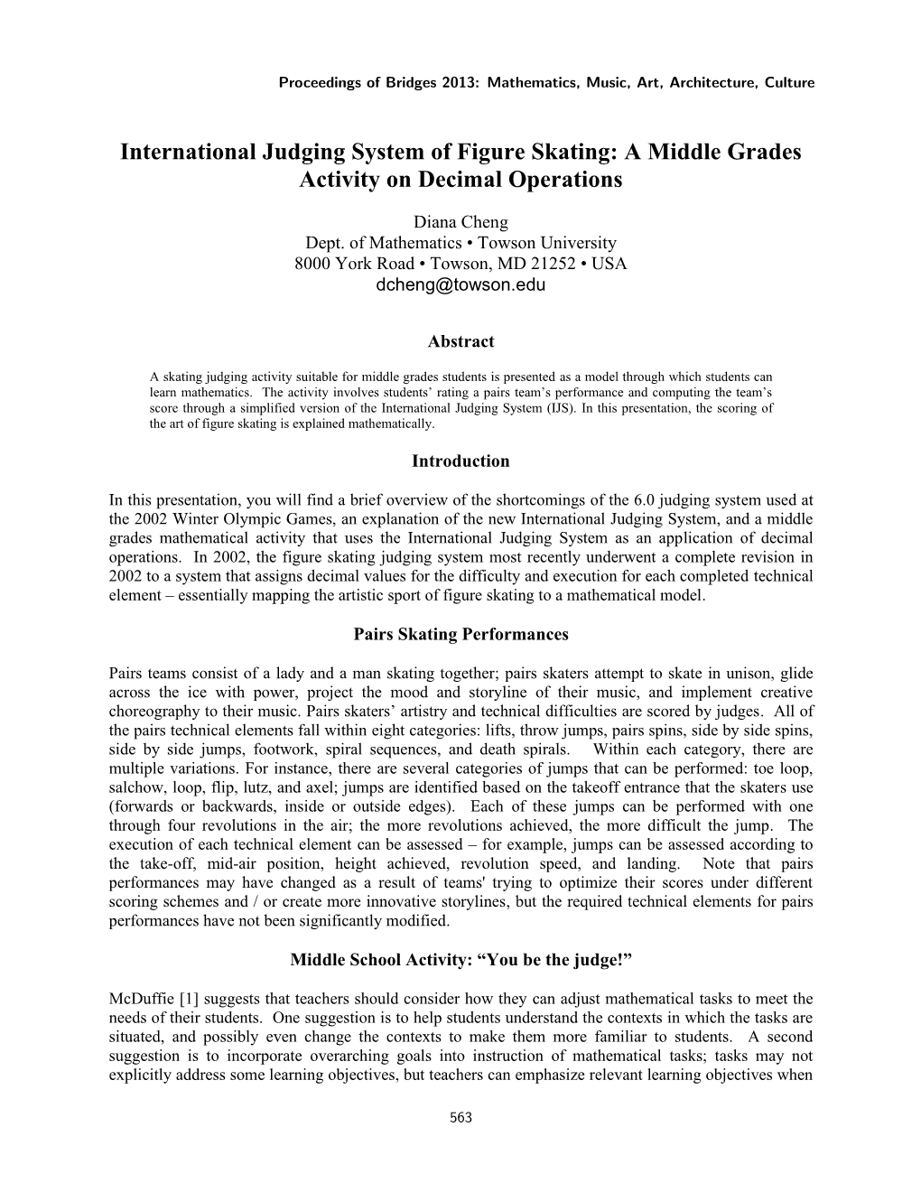 International Judging System of Figure Skating: a Middle Grades Activity on Decimal Operations
