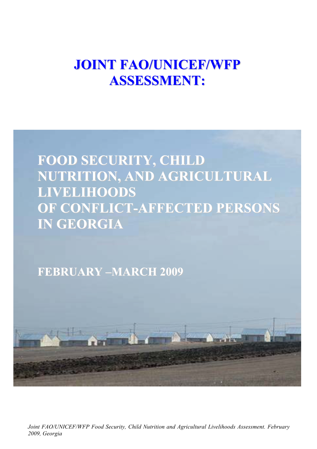 Joint Fao/Unicef/Wfp Assessment: Food Security, Child Nutrition, and Agricultural Livelihoods of Conflict-Affected Persons in Ge