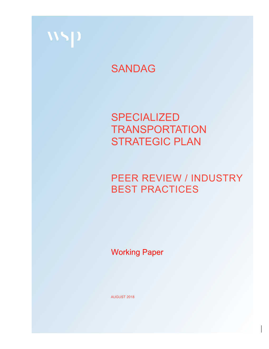 Specialized Transportation Strategic Plan – Peer Review / Industry Best