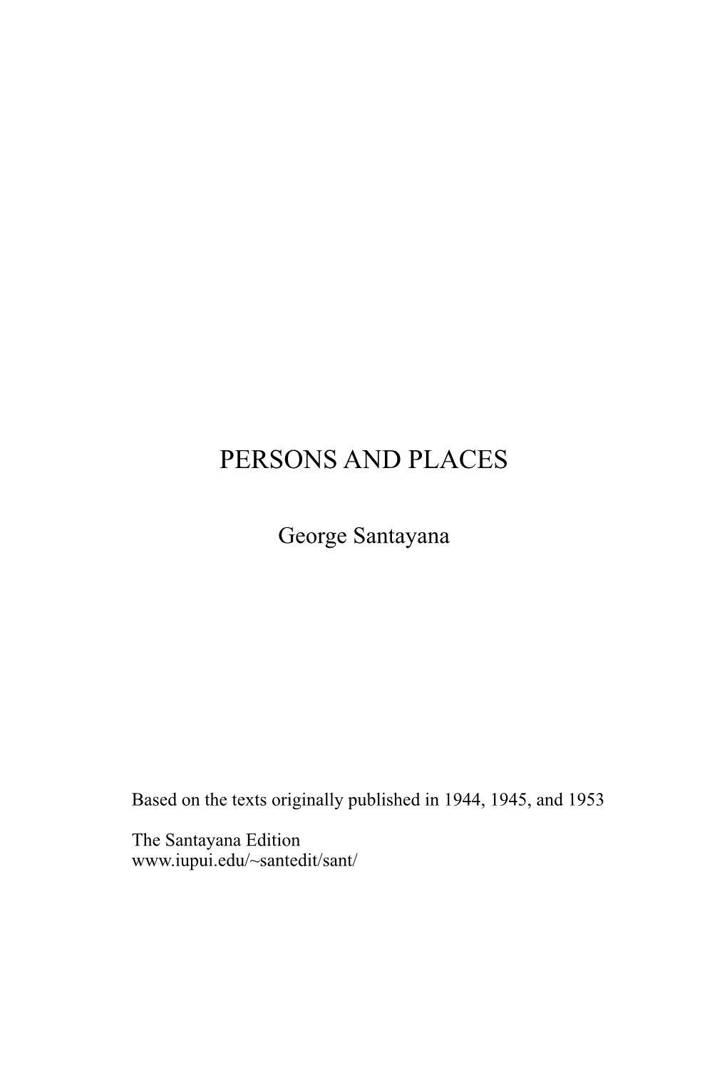 Persons and Places