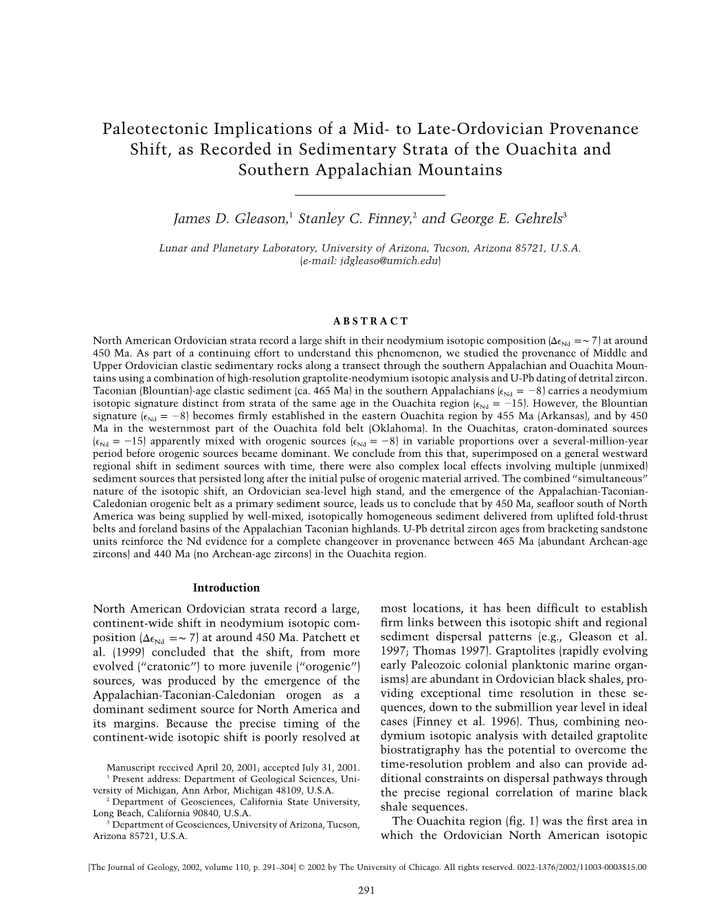 To Late-Ordovician Provenance Shift, As Recorded in Sedimentary Strata of the Ouachita and Southern Appalachian Mountains