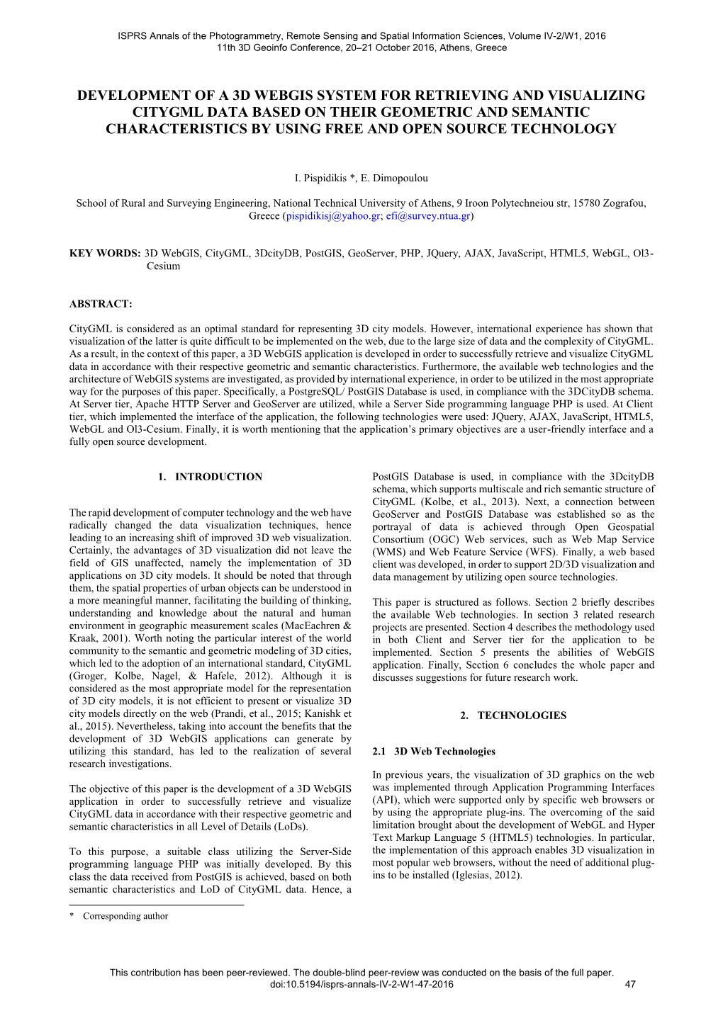 Development of a 3D Webgis System for Retrieving and Visualizing Citygml