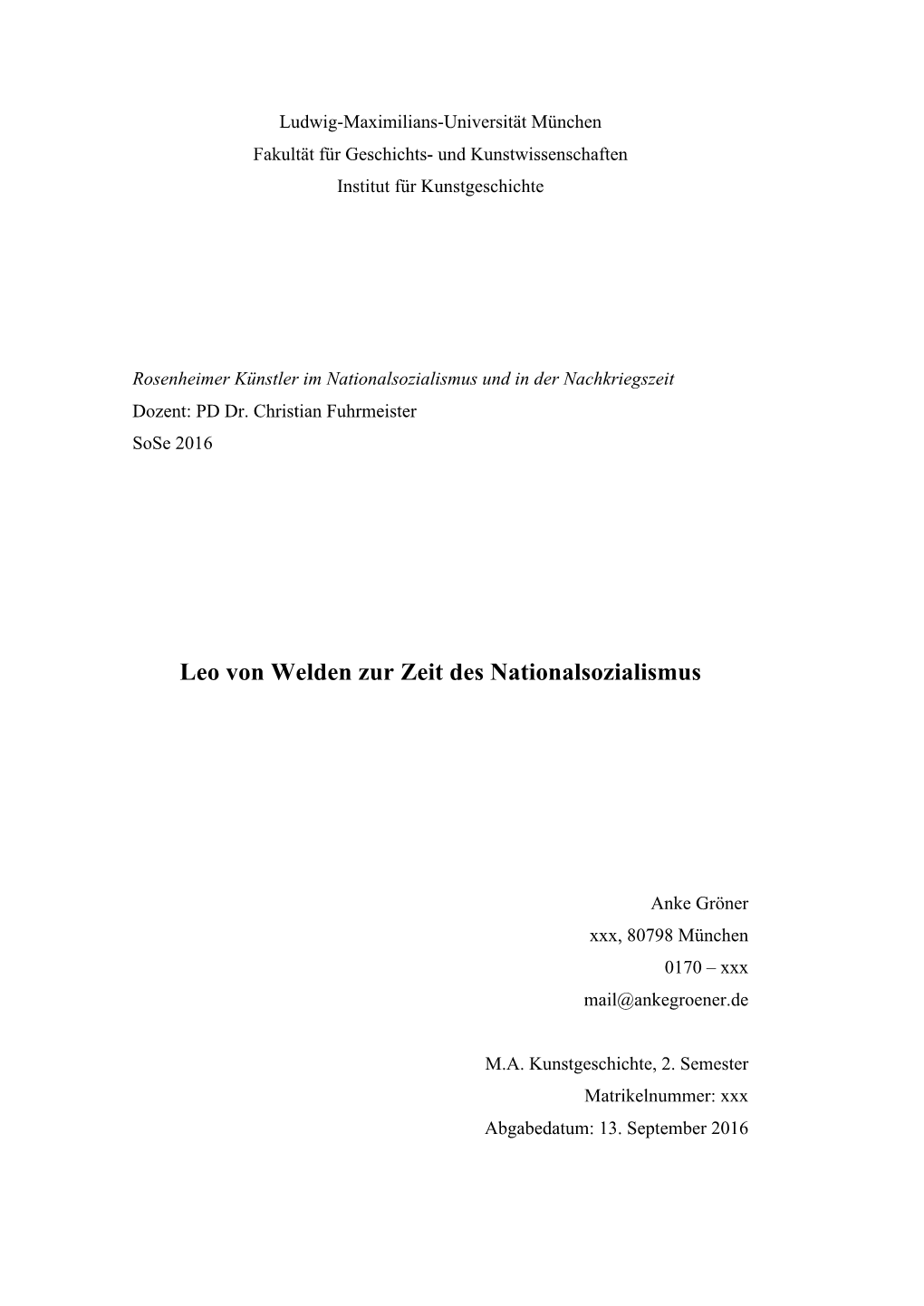 Leo Von Welden Zur Zeit Des Nationalsozialismus