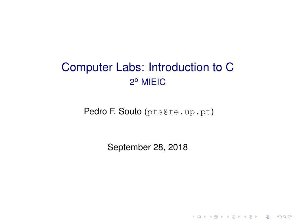 Computer Labs: Introduction to C 2O MIEIC