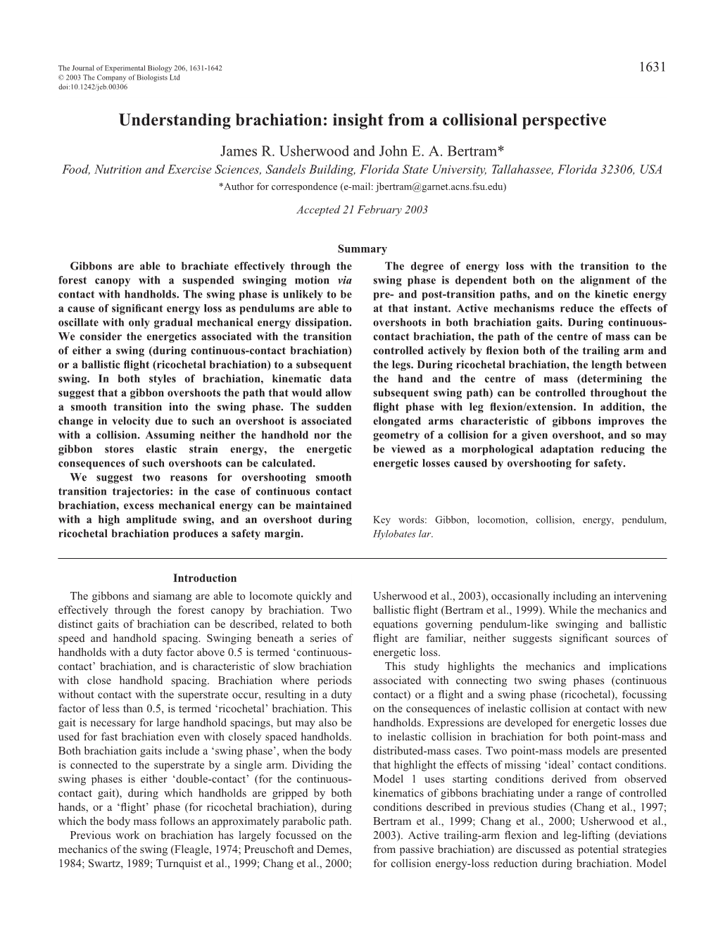 Understanding Brachiation: Insight from a Collisional Perspective James R