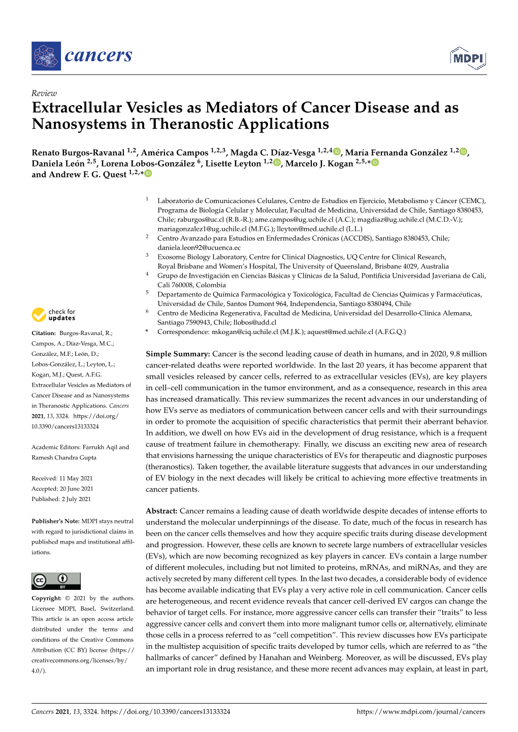 Extracellular Vesicles As Mediators of Cancer Disease and As Nanosystems in Theranostic Applications