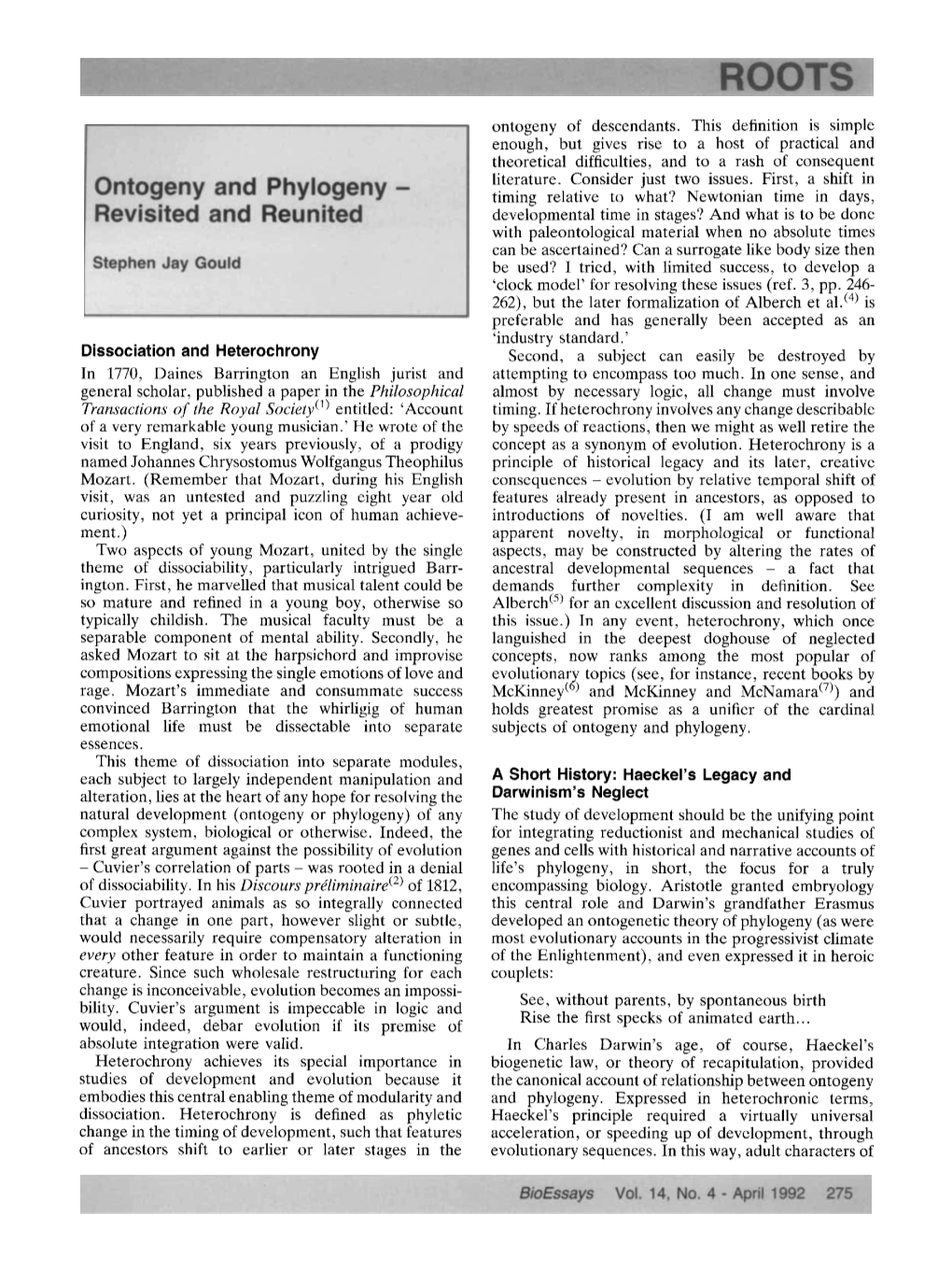 Ontogeny and Phylogeny