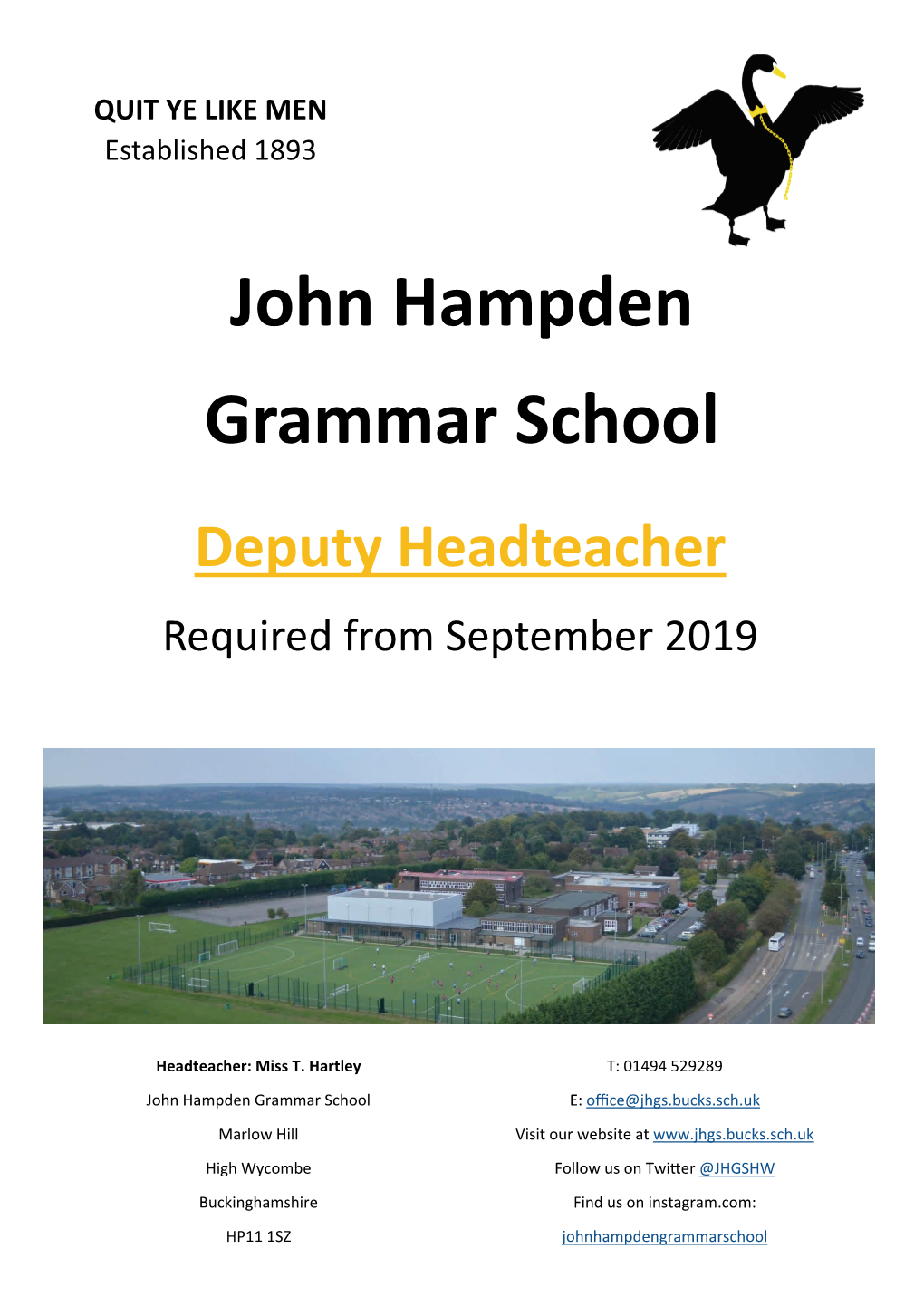 John Hampden Grammar School Deputy Headteacher Required from September 2019