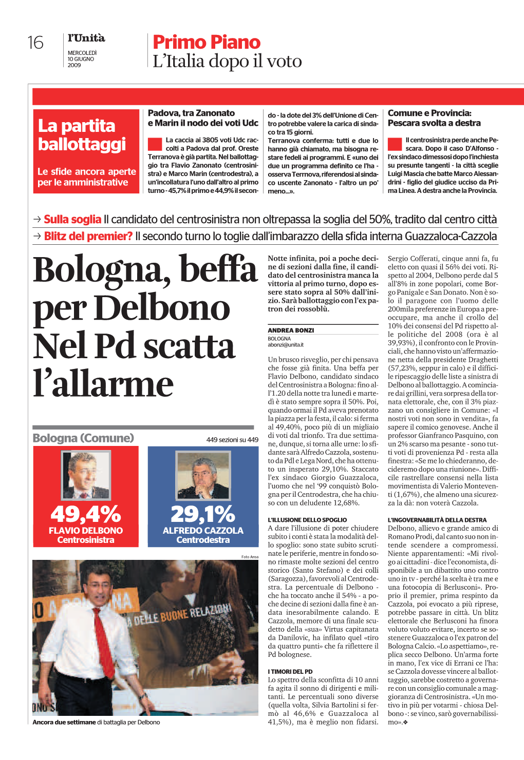Bologna, Beffa Per Delbono Nel Pd Scatta L'allarme