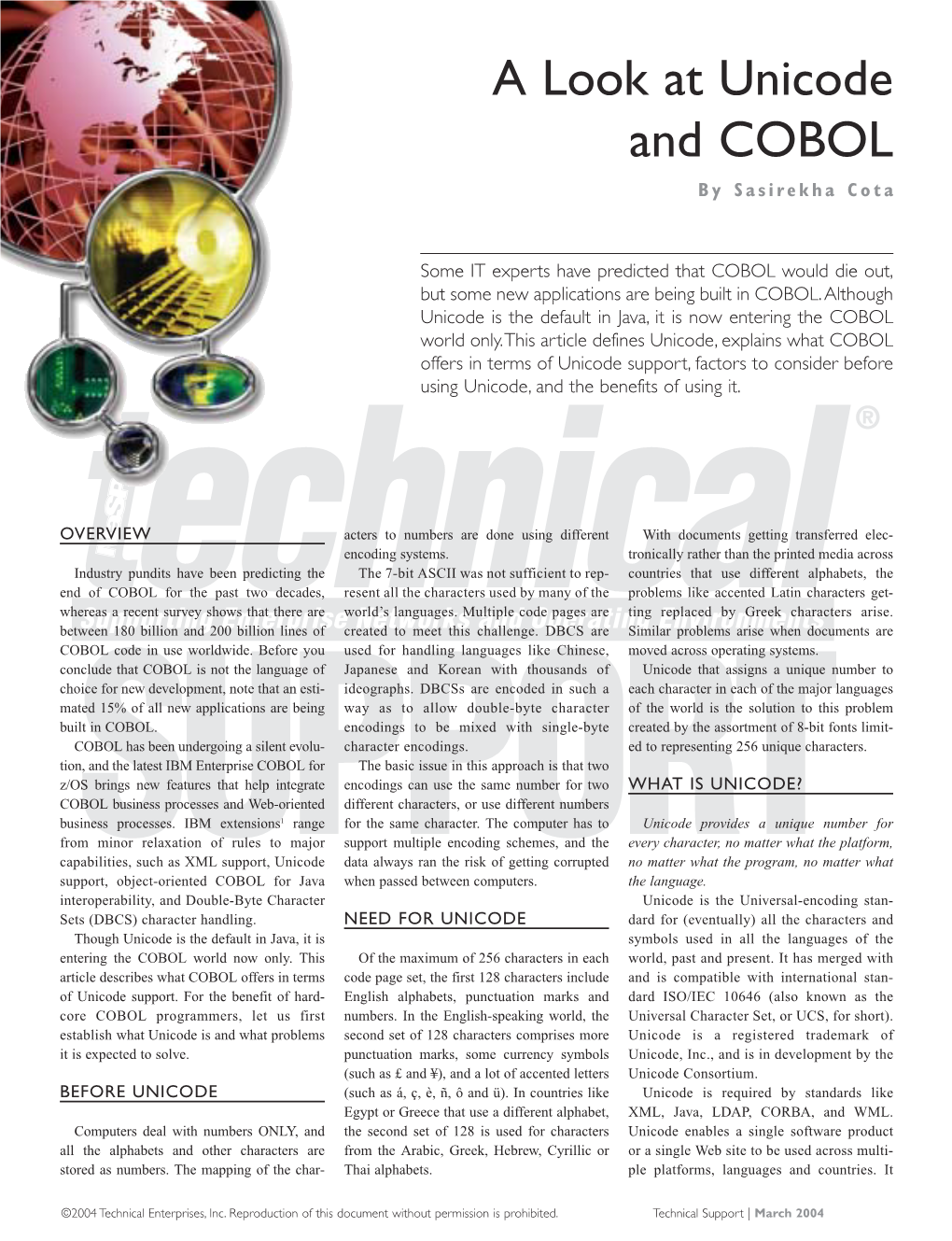 A Look at Unicode and COBOL by Sasirekha Cota