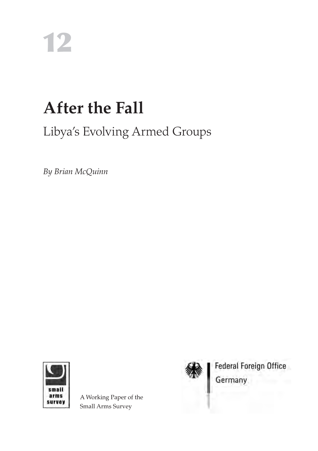 After the Fall Libya’S Evolving Armed Groups