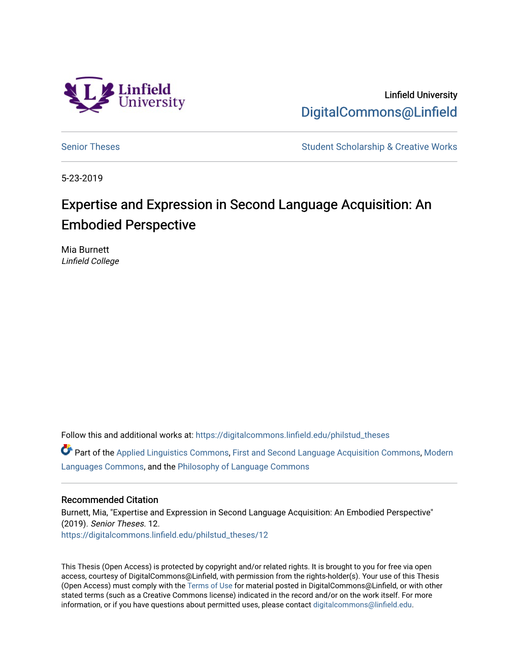 Expertise and Expression in Second Language Acquisition: an Embodied Perspective