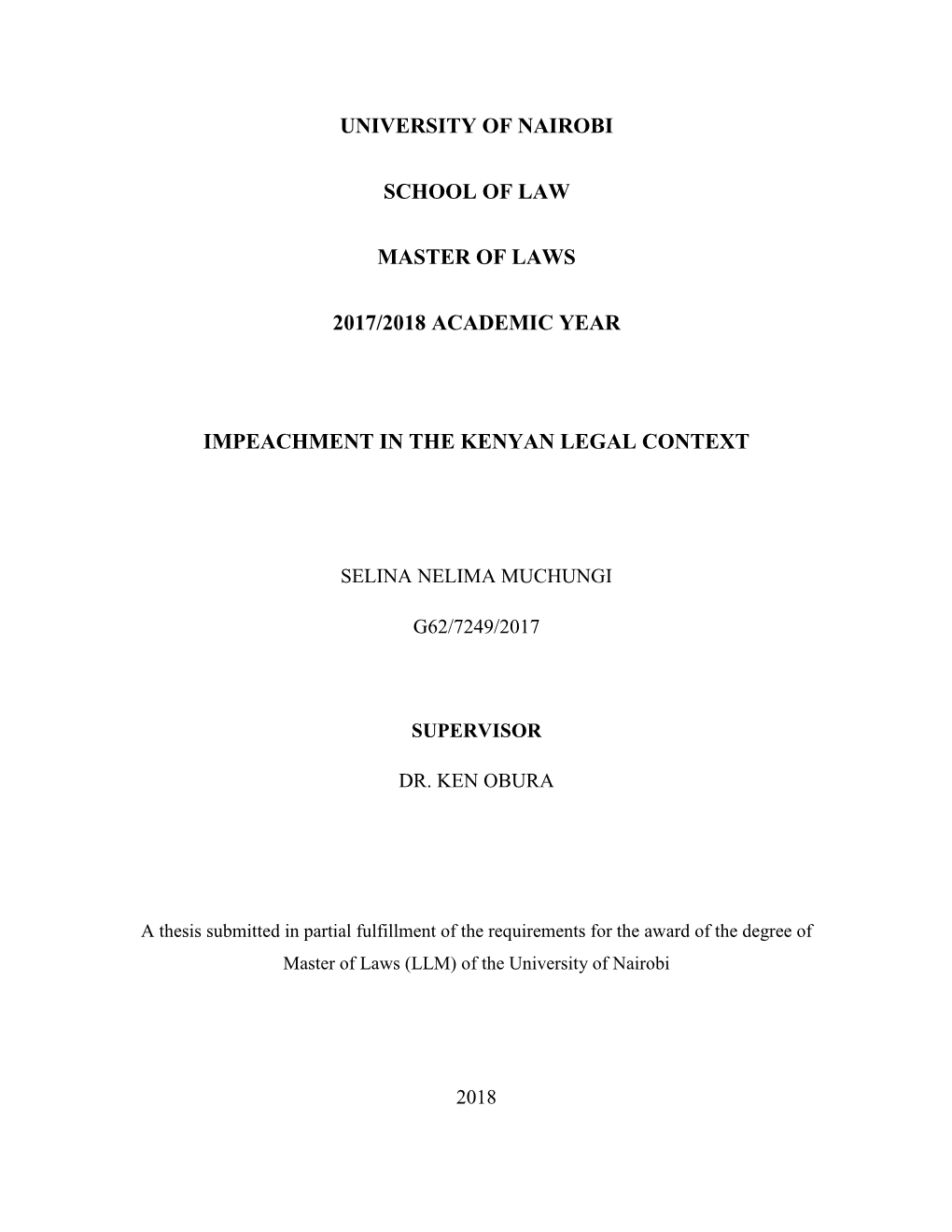 Impeachment in the Kenyan Legal Context