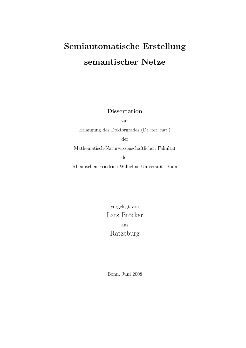 Semiautomatische Erstellung Semantischer Netze